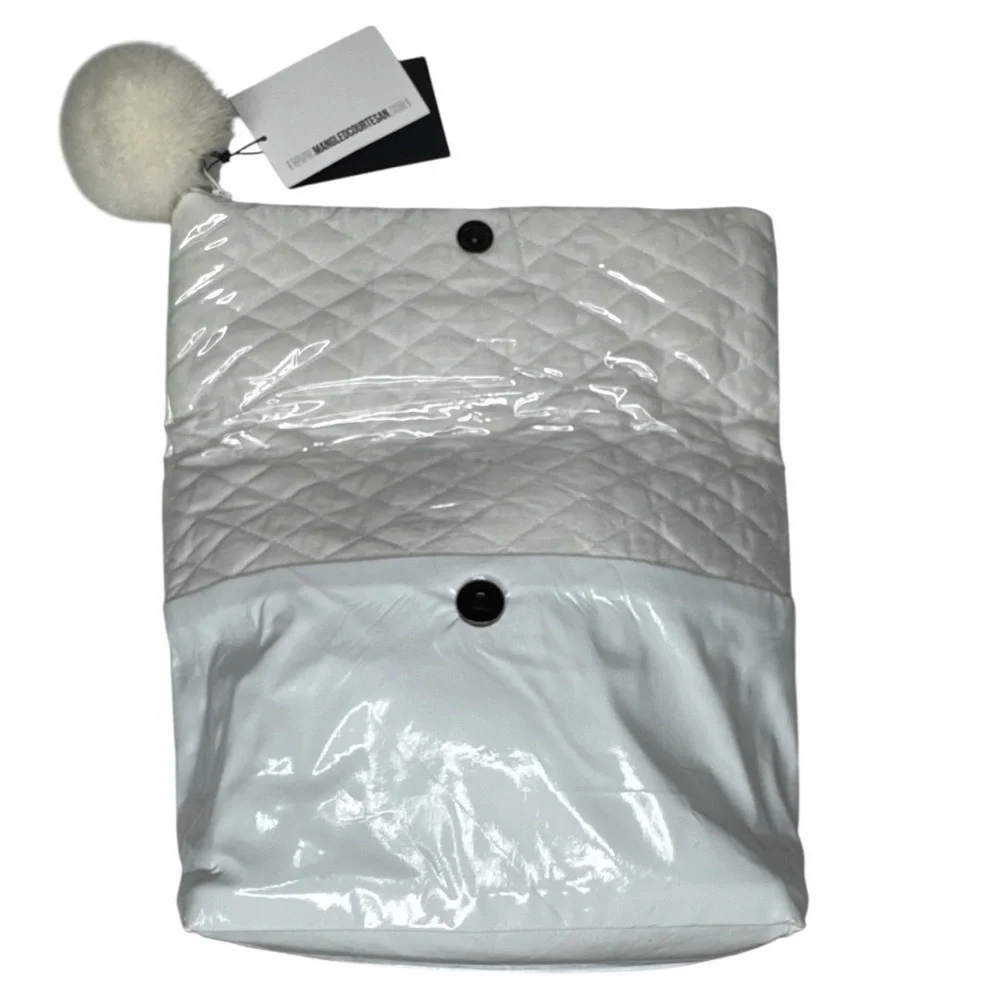 Mangled Courtesan by April Johnston Quilted White Fold-Over Clutch NWT
